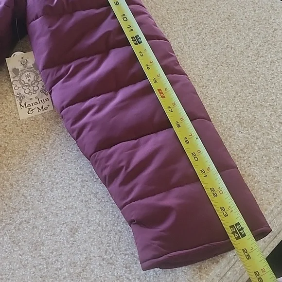 NWT Maralyn & Me Wine Hooded Cozy Puffer Coat With Faux Fur Trim Size XL - Picture 9 of 14